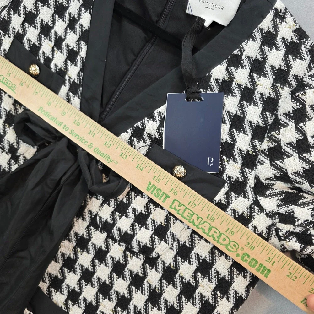 Tuckernuck Pomander Place Coco Tweed Bow Dress Black White Houndstooth Tweed Lg - Picture 4 of 12